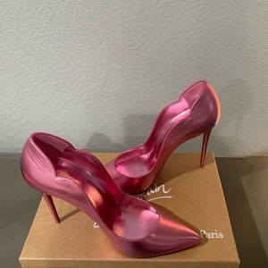 Authentic Christian Louboutin Metallic leather Hot Chick pumps.